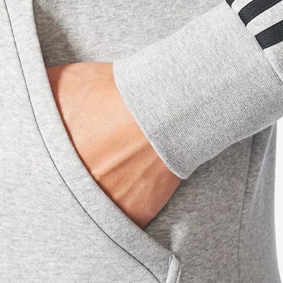 Adidas Big and Tall Hoodie - XLT Zip Up Hoodie for Men - 3 Stripes Grey Hoodie - Picture 3 of 9